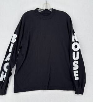 Beach House "7" Maison de Plage Mens Black Crew Neck Long Sleeve T Shirt Sz L